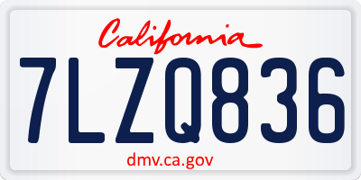 CA license plate 7LZQ836