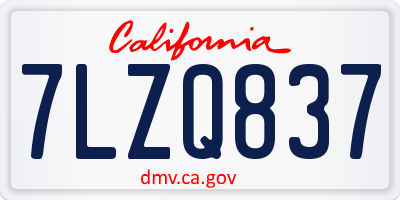 CA license plate 7LZQ837