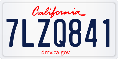 CA license plate 7LZQ841