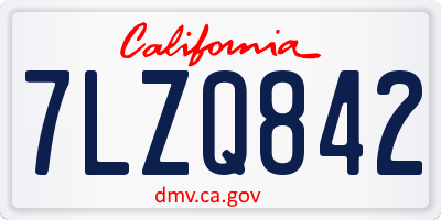 CA license plate 7LZQ842