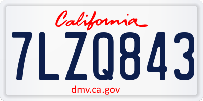 CA license plate 7LZQ843