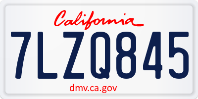 CA license plate 7LZQ845