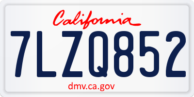 CA license plate 7LZQ852