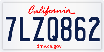 CA license plate 7LZQ862