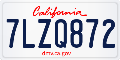 CA license plate 7LZQ872