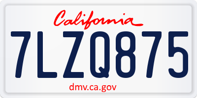 CA license plate 7LZQ875