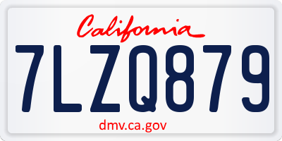 CA license plate 7LZQ879