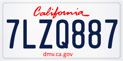 CA license plate 7LZQ887