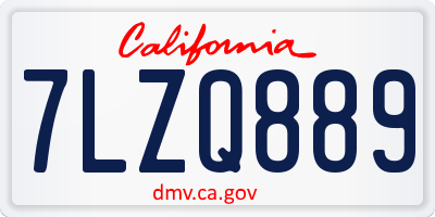 CA license plate 7LZQ889