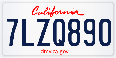 CA license plate 7LZQ890