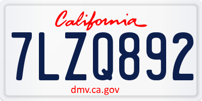 CA license plate 7LZQ892