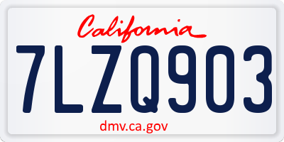 CA license plate 7LZQ903