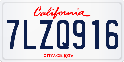 CA license plate 7LZQ916