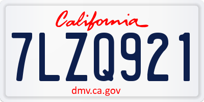 CA license plate 7LZQ921