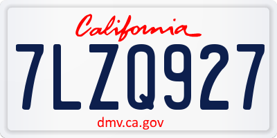 CA license plate 7LZQ927