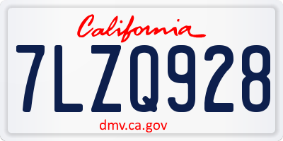 CA license plate 7LZQ928