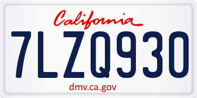 CA license plate 7LZQ930