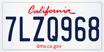 CA license plate 7LZQ968