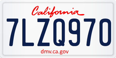 CA license plate 7LZQ970