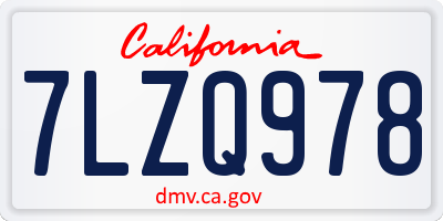 CA license plate 7LZQ978