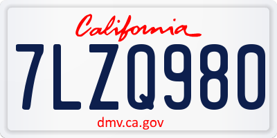 CA license plate 7LZQ980