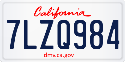 CA license plate 7LZQ984