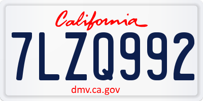 CA license plate 7LZQ992