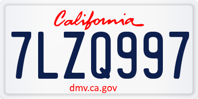 CA license plate 7LZQ997