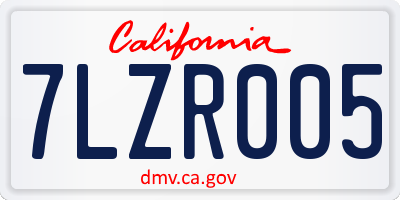 CA license plate 7LZR005