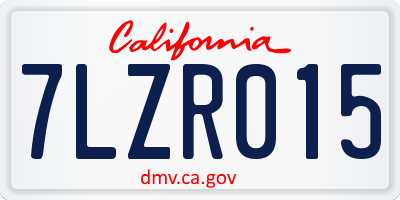 CA license plate 7LZR015