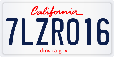 CA license plate 7LZR016