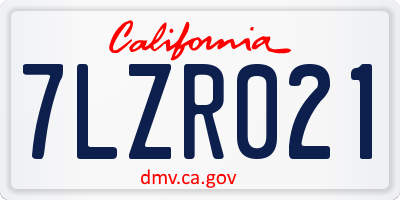 CA license plate 7LZR021