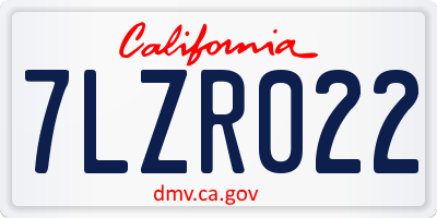 CA license plate 7LZR022