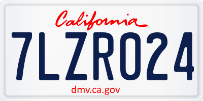 CA license plate 7LZR024