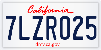 CA license plate 7LZR025