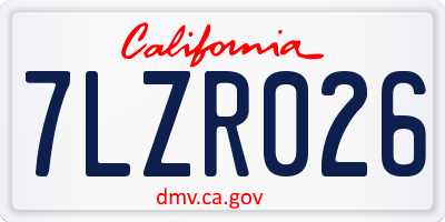 CA license plate 7LZR026