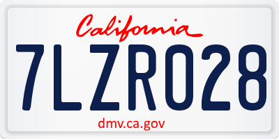 CA license plate 7LZR028