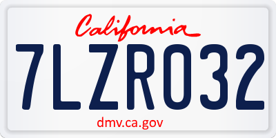 CA license plate 7LZR032