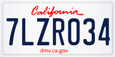 CA license plate 7LZR034