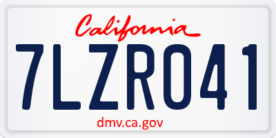 CA license plate 7LZR041