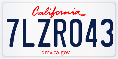 CA license plate 7LZR043