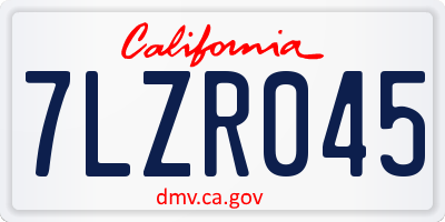 CA license plate 7LZR045