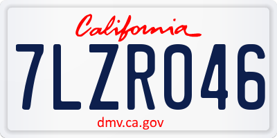 CA license plate 7LZR046