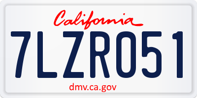 CA license plate 7LZR051