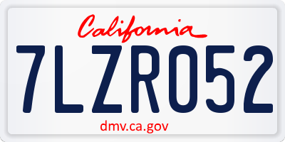 CA license plate 7LZR052
