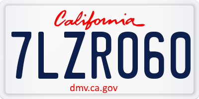 CA license plate 7LZR060