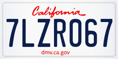 CA license plate 7LZR067