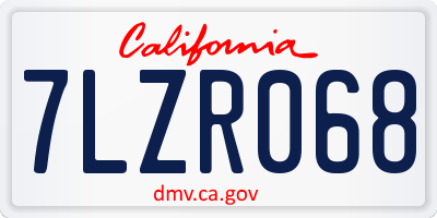 CA license plate 7LZR068