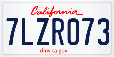 CA license plate 7LZR073