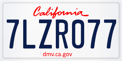 CA license plate 7LZR077